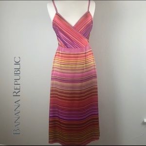 Banana Republic Pink Stripe Silk Party Dress